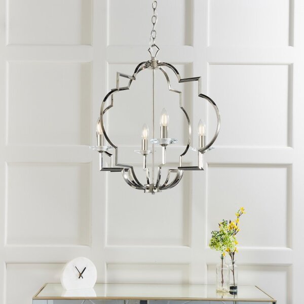 Endon 81915 Garland 4 Light Ceiling Pendant In Polished Nickel Plate And Clear Crystal