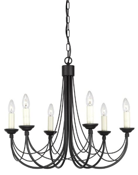 Elstead CB6 BLACK Carisbrooke 6 Light Multi-Arm Chandelier In Black - Fitting Only