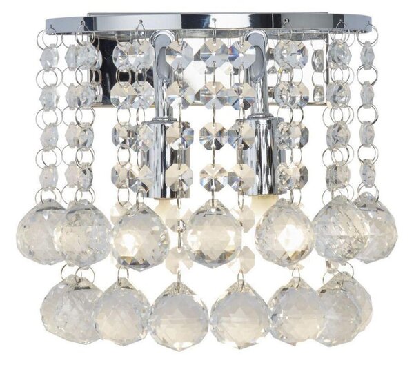Searchlight 2402-2CC Hanna Chrome And Crystal 2 Light Wall Lamp