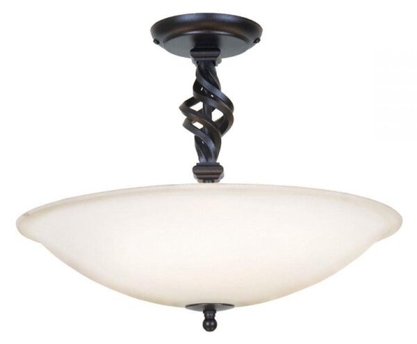 Elstead PB/SF/A BLACK Pembroke Semi Flush Ceiling Light In Black With Glass Shade