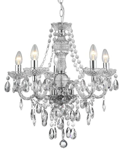 Searchlight 8885-5CL Marie Therese 5 Light Clear Acrylic Chandelier