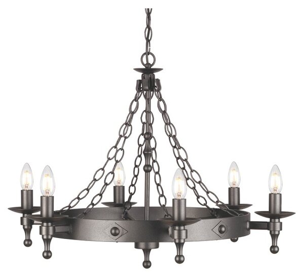 Elstead WR6-GRAPHITE Warwick 6 Light Ceiling Chandelier In Graphite