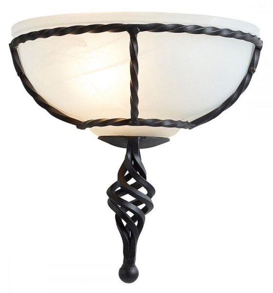 Elstead PB/WU BLACK Pembroke 1 Light Wall Uplighter In Black With Glass Shade