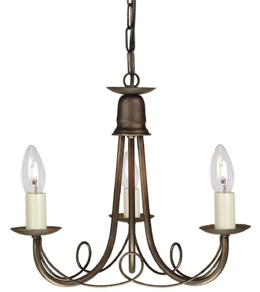 Elstead MN3 BLK/GLD Minster 3 Light Ceiling Chandelier In Black/Gold - Fitting Only