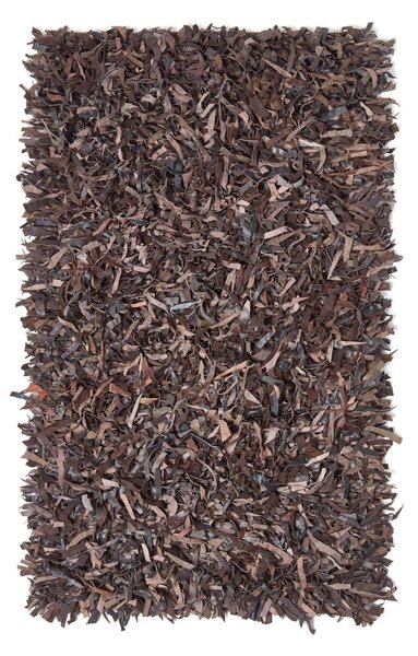 Homescapes Dallas Leather Shaggy Rug Chocolate, 90 x 150 cm