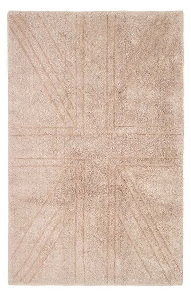 Cotton Tufted Rug Union Jack Plain Embossed Mat Mink Beige,50 x 80 cm