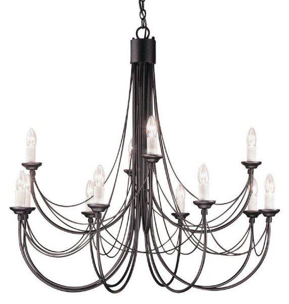 Elstead CB12 BLACK Carisbrooke 12 Light Two Tier Multi-Arm Chandelier In Black - Fitting Only