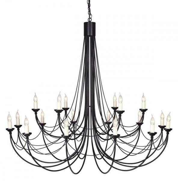 Elstead CB18 BLACK Carisbrooke 18 Light Two Tier Multi-Arm Chandelier In Black - Fitting Only