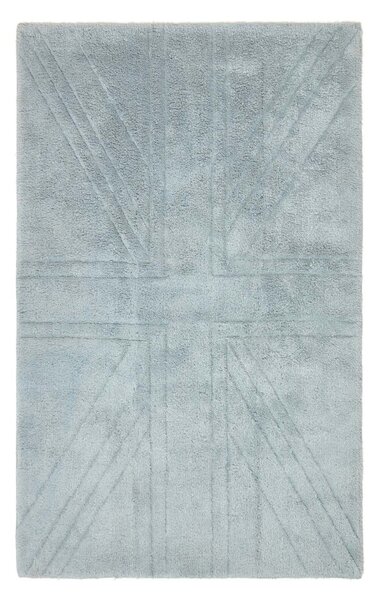 Cotton Tufted Rug Union Jack Plain Embossed Mat Silver Grey, 50 x 80 cm