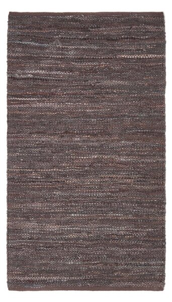 Homescapes Denver Leather Woven Rug Brown, 90 x 150 cm