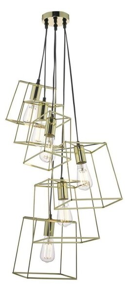 Dar TOW0635 Tower 6 Light Cluster Ceiling Pendant In Gold