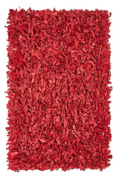 Homescapes Dallas Leather Shaggy Rug Red, 90 x 150 cm