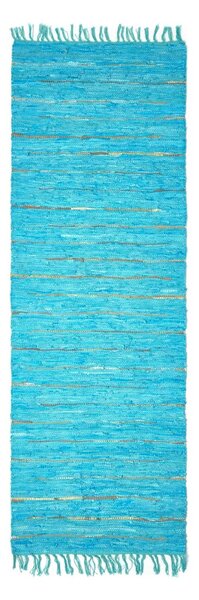 Homescapes Leather Glitter Rug Gold & Turquoise, 66 x 200cm Runner