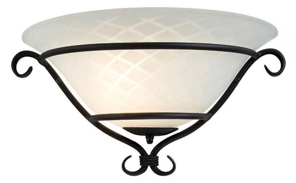 Elstead TCH/WU Torchiere 1 Light Wall Uplighter In Black With Glass Shade