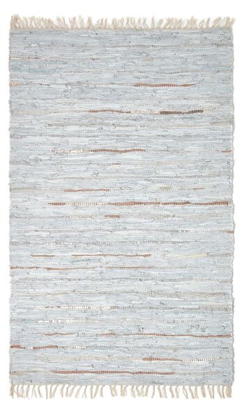 Homescapes Leather Glitter Rug Silver and Natural,90 x 150 cm