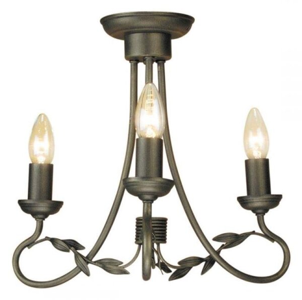 Elstead OV3 BLK/GOLD Olivia 3 Light Chandelier Light In Black/Gold - Fitting Only