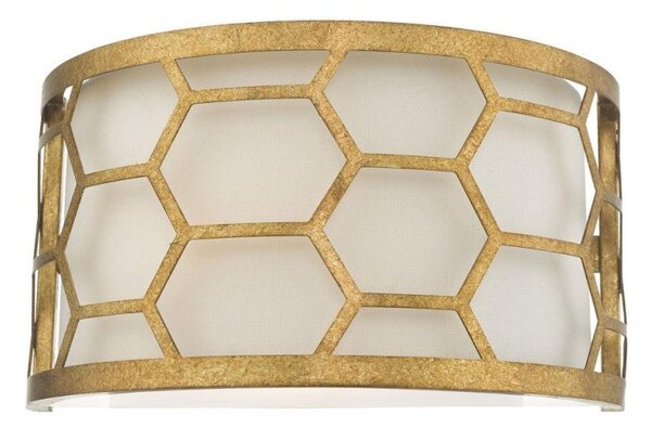 Dar EPS0712 Epstein 1 Light Wall Light In Gold With Ivory Linen Shade