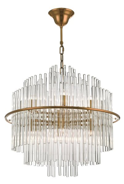 Dar LUK1735 Lukas 13 Light Ceiling Pendant In Gold With Clear Glass