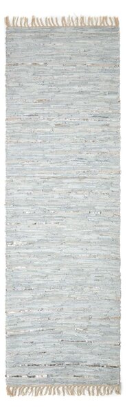 Homescapes Leather Glitter Rug Silver and Natural, 66 x 200cm Runner