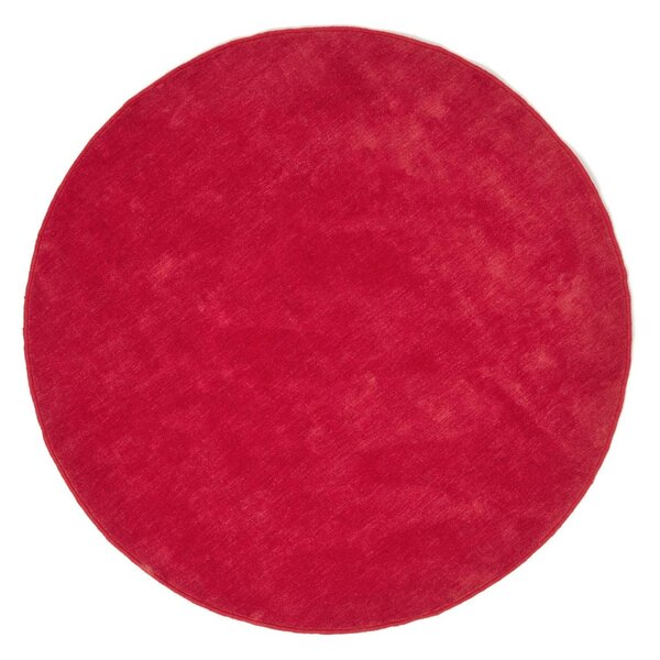 Hand Tufted Plain Cotton Red Large Round Rug, 150 cm Diameter