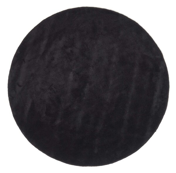 Hand Tufted Plain Cotton Black Large Round Rug, 150 cm Diameter