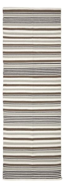 Modern Black Grey Scandinavian Style Striped Cotton Rug, 66 x 200 cm