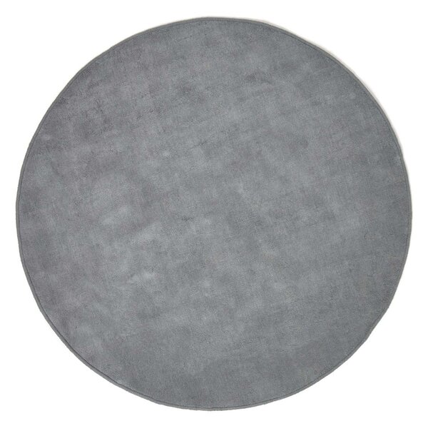 Hand Tufted Plain Cotton Grey Large Round Rug, 150 cm Diameter