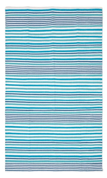 Modern Blue Scandinavian Style Striped Cotton Rug, 60 x 100 cm