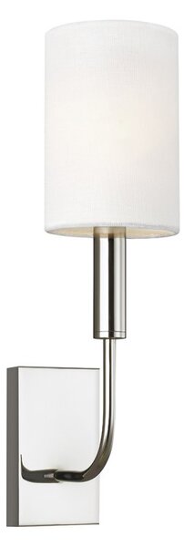 FE-BRIANNA1-PN Brianna 1 Light Wall Light In Polished Nickel With White Linen Shade