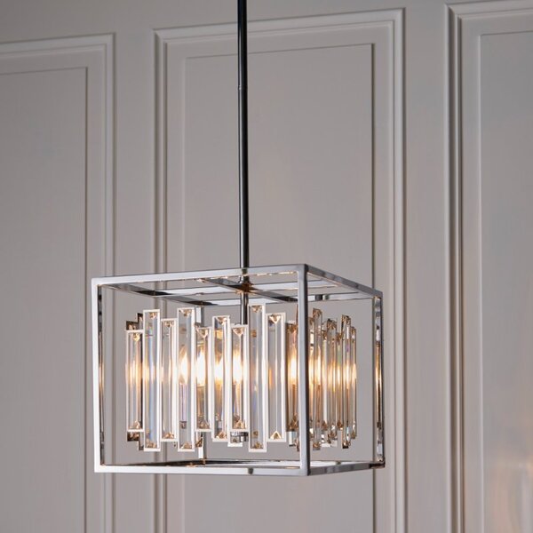 Endon 81930 Acadia 4 Light Ceiling Pendant In Chrome Plate And Clear Crystal
