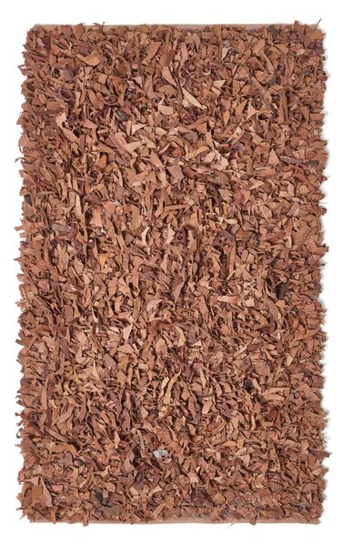 Homescapes Dallas Leather Shaggy Rug Brown, 120 x 180 cm