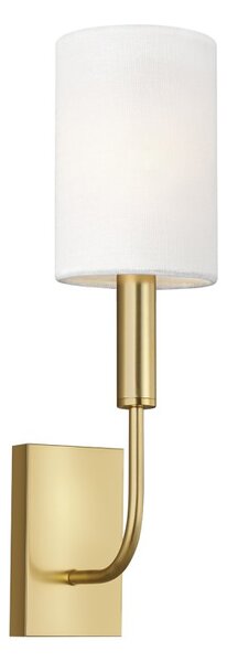 FE-BRIANNA1-BB Brianna 1 Light Wall Light In Burnished Brass With White Linen Shade