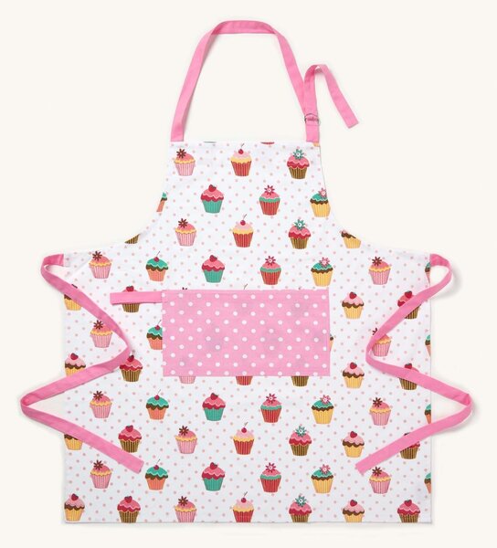 Homescapes Cotton Cupcakes Pink Blue Unisex Apron With Pocket