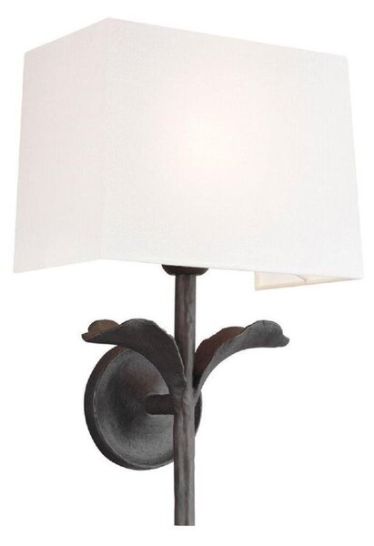 FE-GEORGIA1 Georgia 1 Light Wall Light In Aged Iron With White Linen Shade