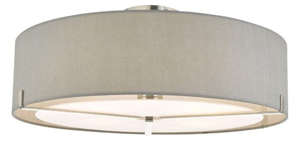 Dar SAN5339 Santino 3 Light Semi Flush Ceiling Light In Satin Chrome With Grey Shade