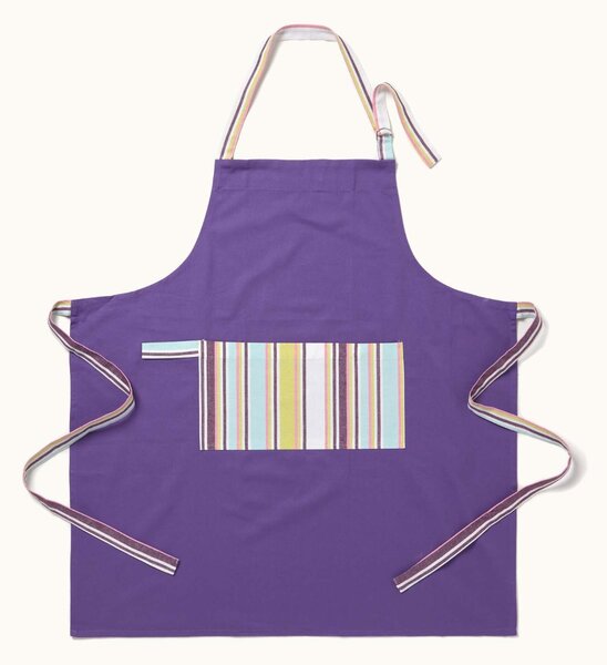 Homescapes Cotton Purple Unisex Apron With Pocket