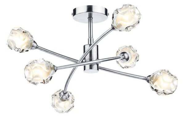 Dar SEA0646 Seattle 6 Light Semi Flush Ceiling Light In Satin Chrome
