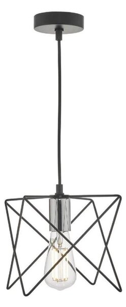 Dar MID0150 Midi 1 Light Ceiling Pendant In Black And Polished Chrome