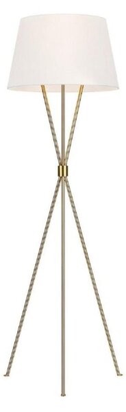 FE-PENNY-FL-BB Penny 1 Light Floor Light In Burnished Brass With White Linen Shade