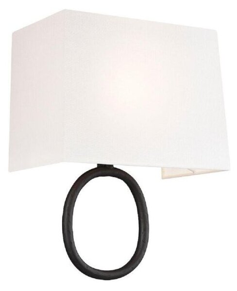 FE-INDO1 Indo 1 Light Wall Light In Aged Iron With White Linen Shade