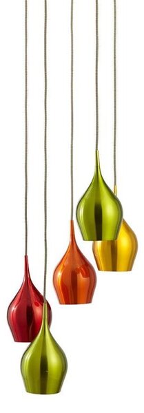 Searchlight 6465-5 Vibrant Multi coloured Aluminium 5 Light Pendant