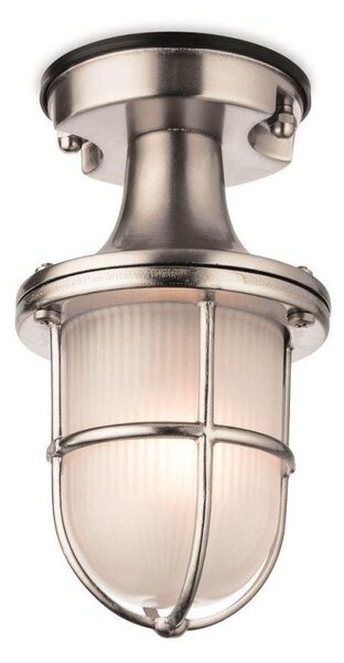 Firstlight 3729NC Nautic 1 Light Outdoor Flush Ceiling Light In Nickel With Frosted Glass