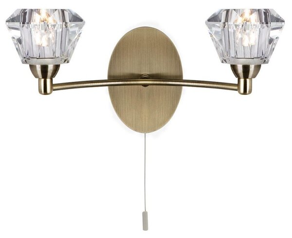 Searchlight 2632-2AB Sierra 2 Light Antique Brass and Glass Wall Light