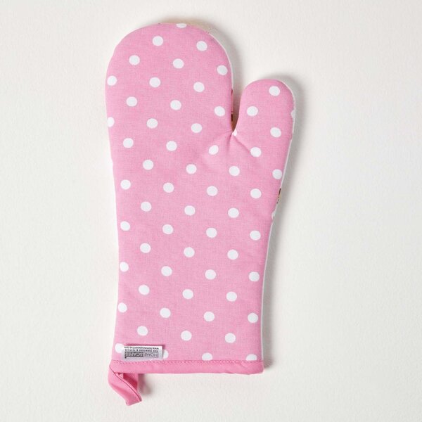 Homescapes Cotton Birds and Flowers Pink Blue Oven Glove