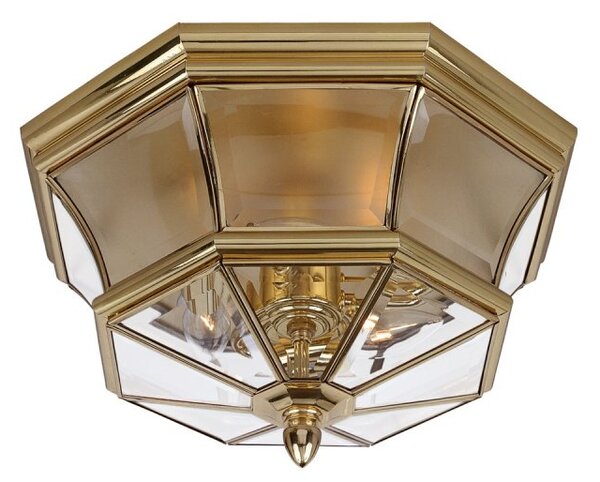 QZ-NEWBURY-F-PB Newbury 3 Light Polished Brass Flush Mount Ceiling Light