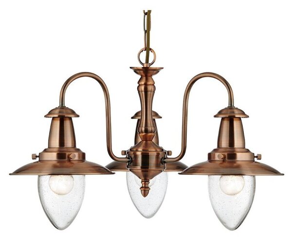 Searchlight 5333-3CU Fisherman 3 Light Ceiling Pendant In Copper