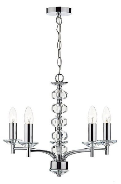 Dar OLE0550 Oleana 5 Light Chrome and Glass Ceiling Light