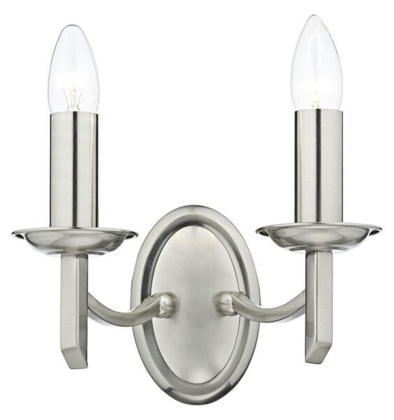 Dar AMB0946 Ambassador Satin Chrome Double Wall Light