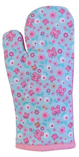 Homescapes Cotton Butterflies Blue Pink Oven Glove