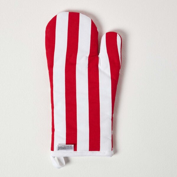 Homescapes Cotton Polka Dot Red White Oven Glove